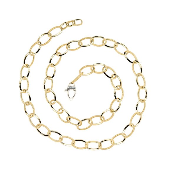 Cable Rolo Link Chain Necklace 14K Yellow Gold Italy - Picture 1 of 3